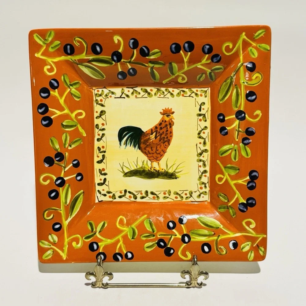 222 Fifth Padova Rooster Colorful Stoneware Deep Dish‎ 8